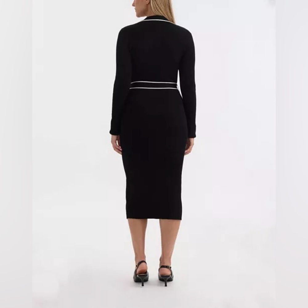 Max Studio Women’s Button Front Long Dress with Contrast Tipping - Picture 2 of 6
